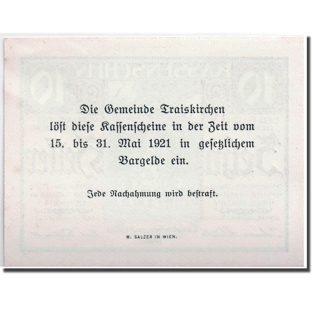 Banknote, Austria, Traiskirchen, 10 Heller, Monument, 1920, 1920-05-30, UNC(63)
