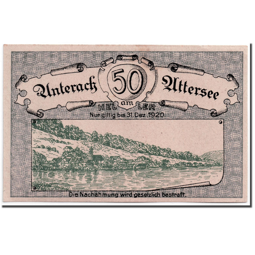 Geldschein, Österreich, Unterach, 50 Heller, paysage, 1920, UNZ-, Mehl:1093