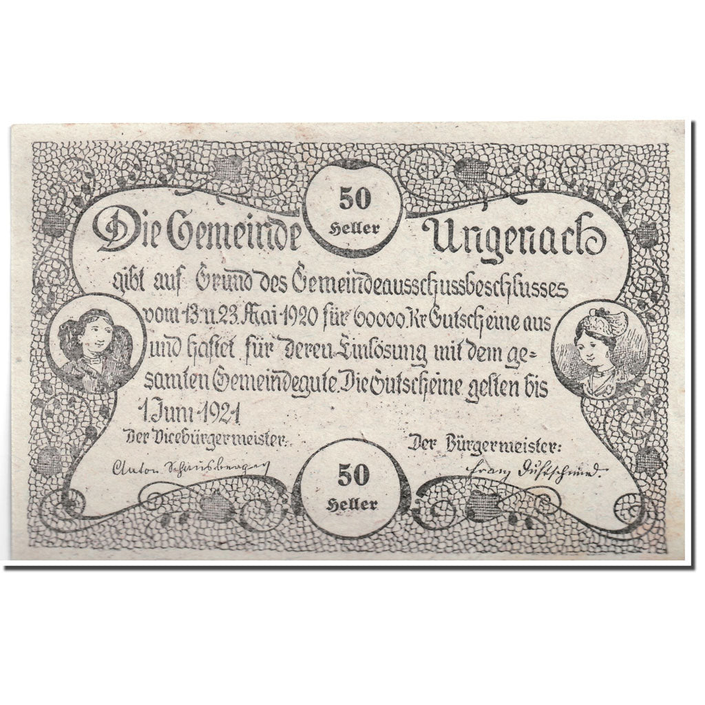 Banknote, Austria, Ungenach, 50 Heller, paysage, 1920, 1920-05-23, UNC(63)