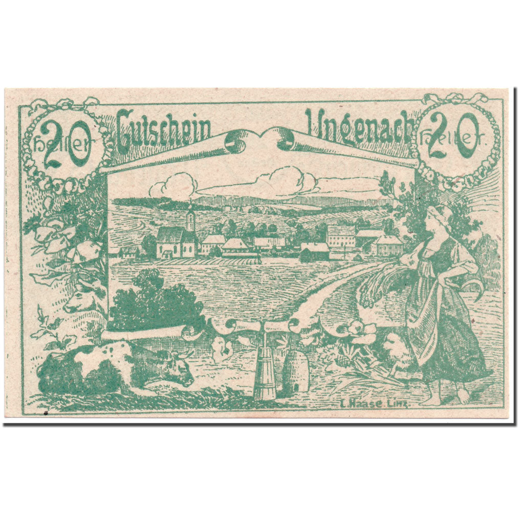 Geldschein, Österreich, Ungenach, 20 Heller, paysage, 1920, 1920-05-23, UNZ-