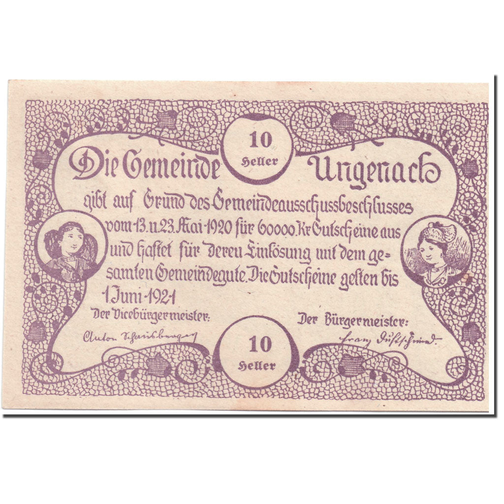 Banknote, Austria, Ungenach, 10 Heller, paysage, 1920, 1920-05-23, UNC(63)