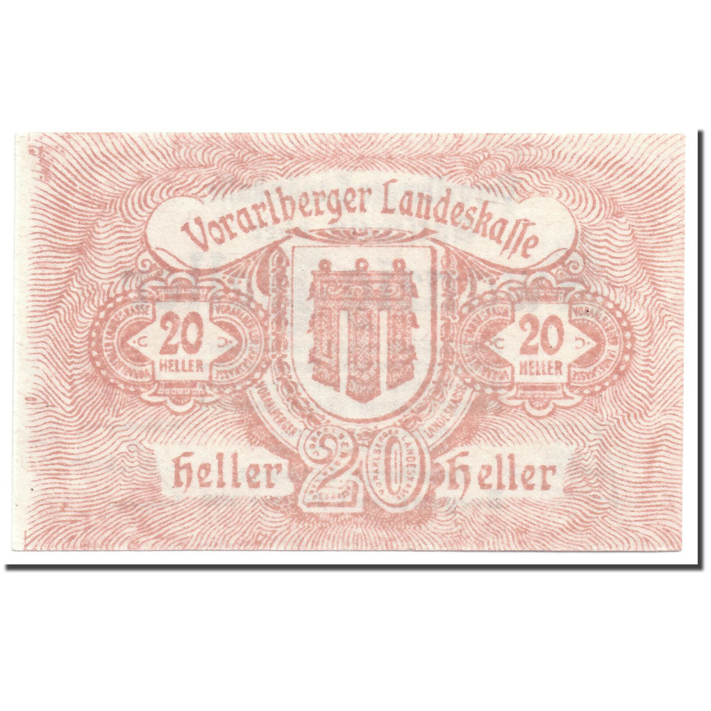 Banknote, Austria, Vorarlberger, 20 Heller, Ecusson, 1919, 1919-10-01, UNC(63)