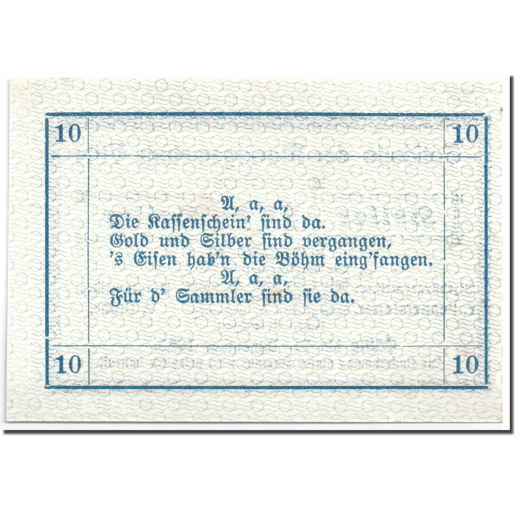 Banknot, Austria, Vitis, 10 Heller, graphique, 1920, Undated, UNC(63), Mehl:1115