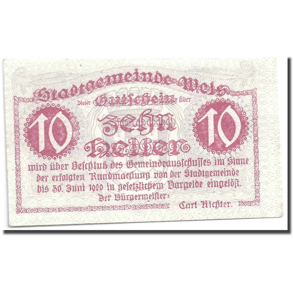 Banconote, Austria, Wels, 10 Heller, chateau 1, 1920, 1920-06-30, SPL, Mehl:1167