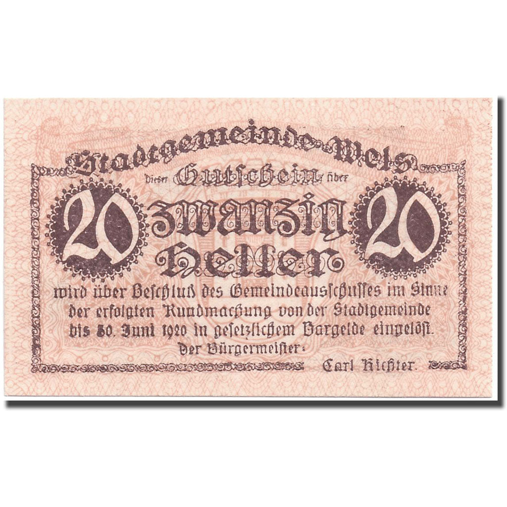 Geldschein, Österreich, Wels, 20 Heller, château, 1920, 1920-06-30, UNZ-