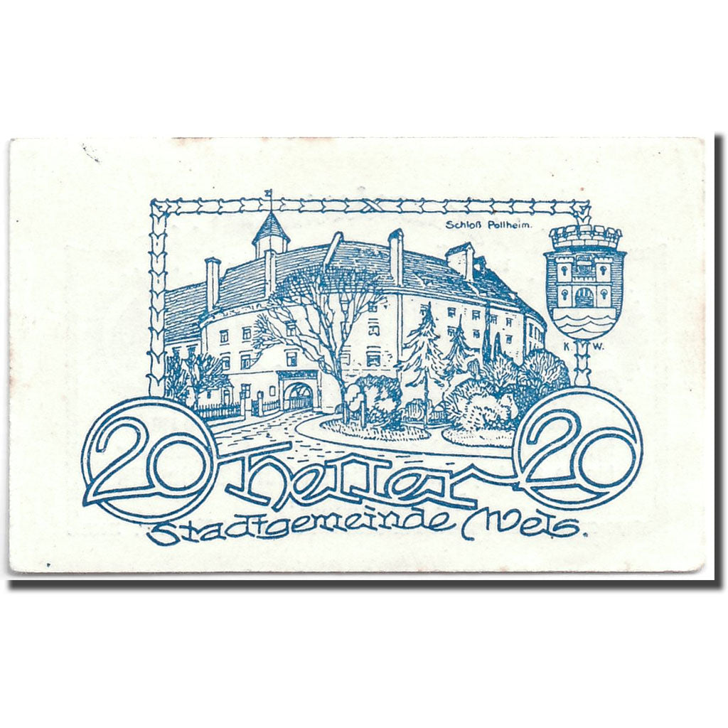 Banknote, Austria, Wels, 20 Heller, chateau 1, 1920, 1920-06-30, UNC(63)