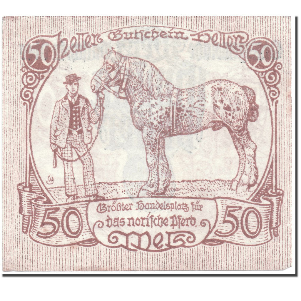 Geldschein, Österreich, Wels, 50 Heller, cheval, 1920, 1920-06-30, UNZ-