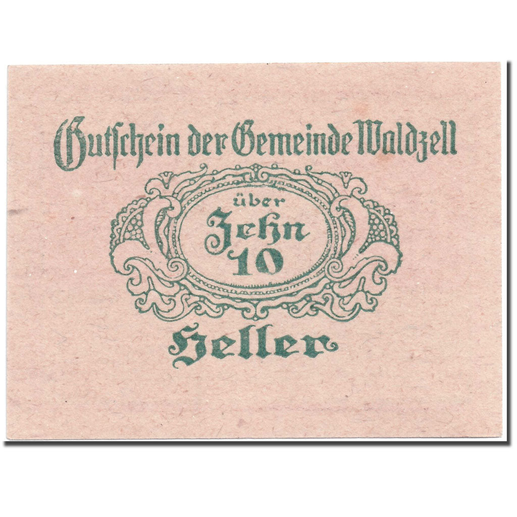 Banknote, Austria, Waldzell, 10 Heller, paysage, 1920, UNC(63), Mehl:1135