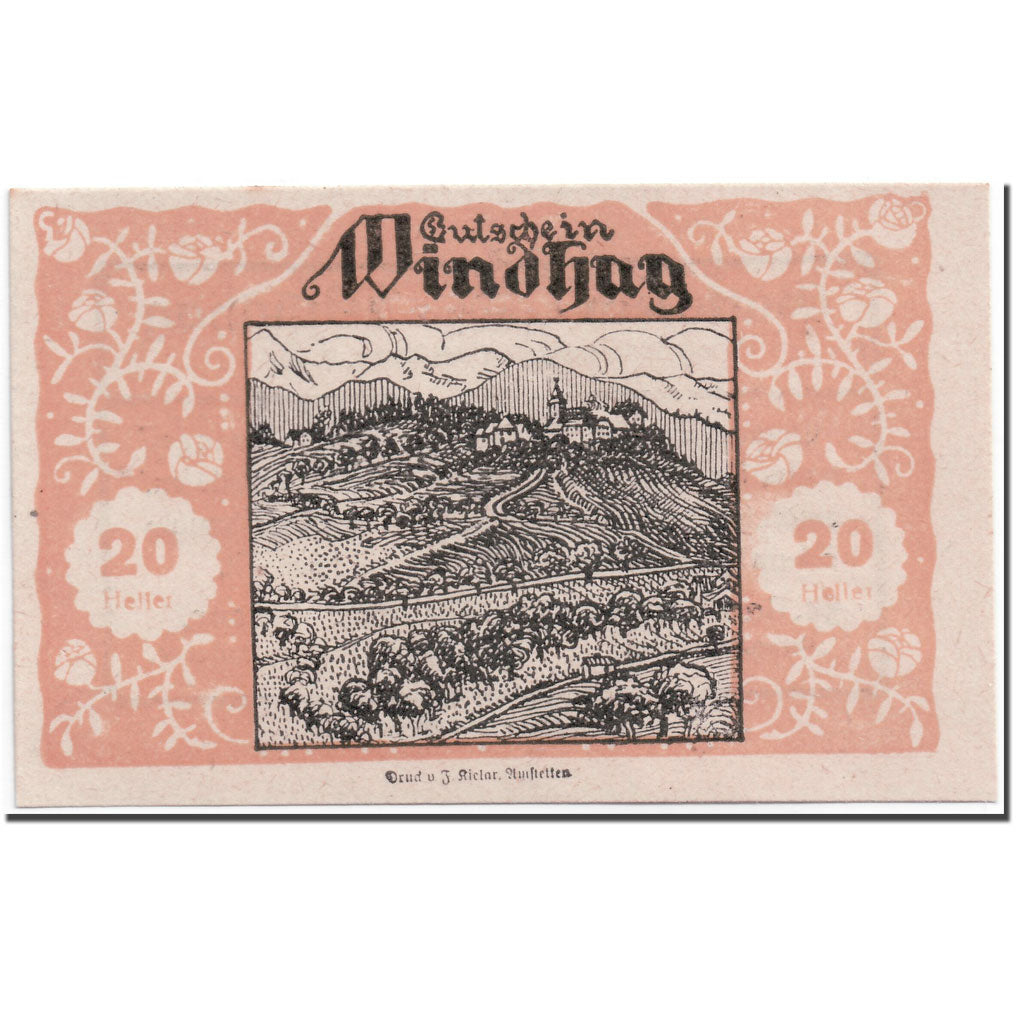 Geldschein, Österreich, Windhag, 20 Heller, paysage, 1920, UNZ-, Mehl:1244