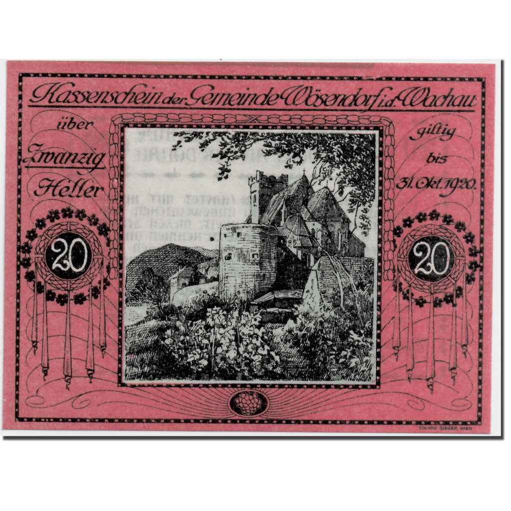Geldschein, Österreich, Wösendorf, 20 Heller, Eglise, 1920, UNZ-, Mehl:1255