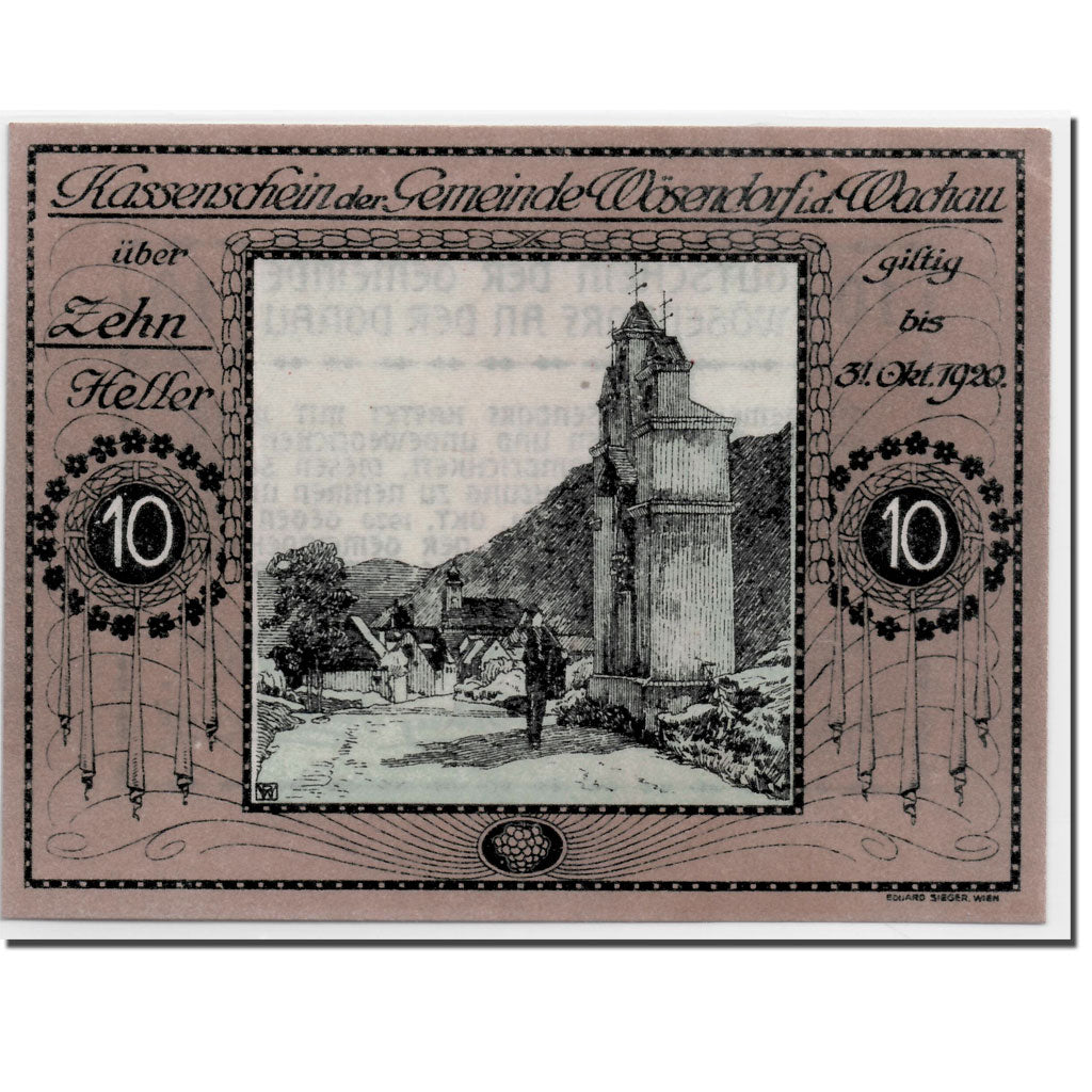 Geldschein, Österreich, Wösendorf, 10 Heller, paysage, 1920, UNZ-, Mehl:1255