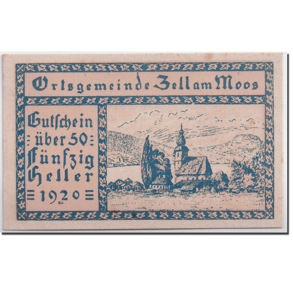 Banknote, Austria, Zell am Moos, 50 Heller, paysage, 1920, 1920-06-06, UNC(63)