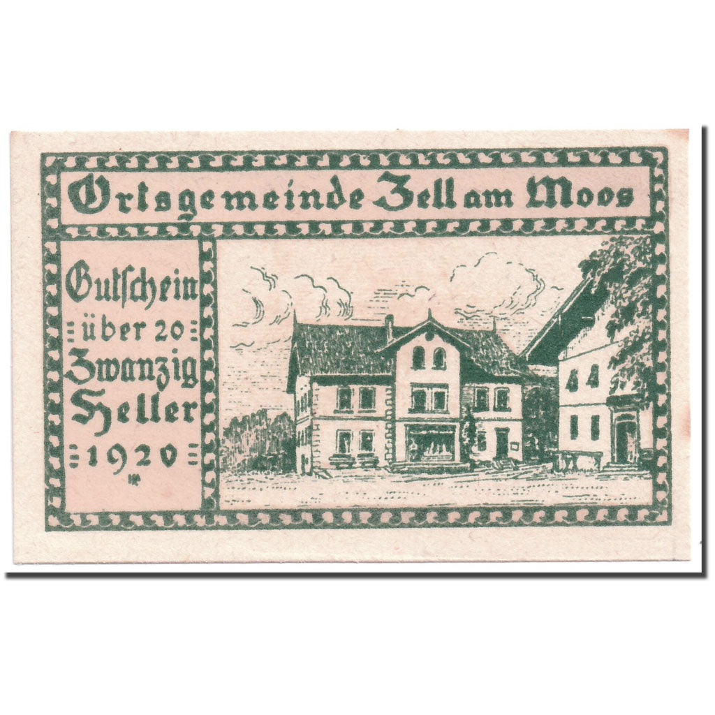 Banknote, Austria, Zell am Moos, 20 Heller, paysage, 1920, 1920-06-06, UNC(63)
