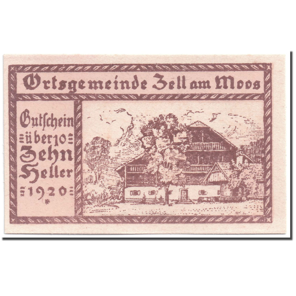 Banconote, Austria, Zell am Moos, 10 Heller, paysage, 1920, 1920-06-06, SPL