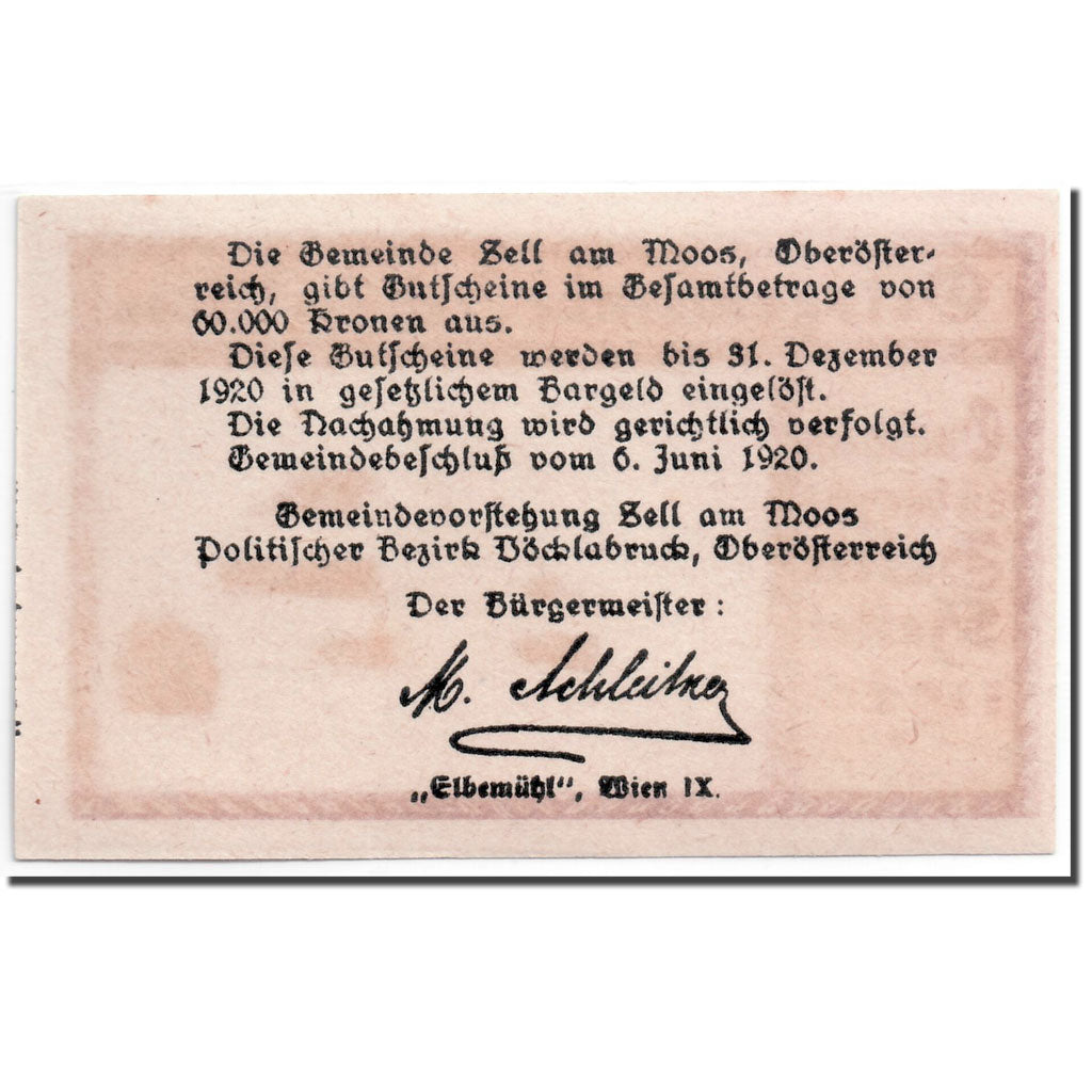 Banconote, Austria, Zell am Moos, 10 Heller, paysage, 1920, 1920-06-06, SPL