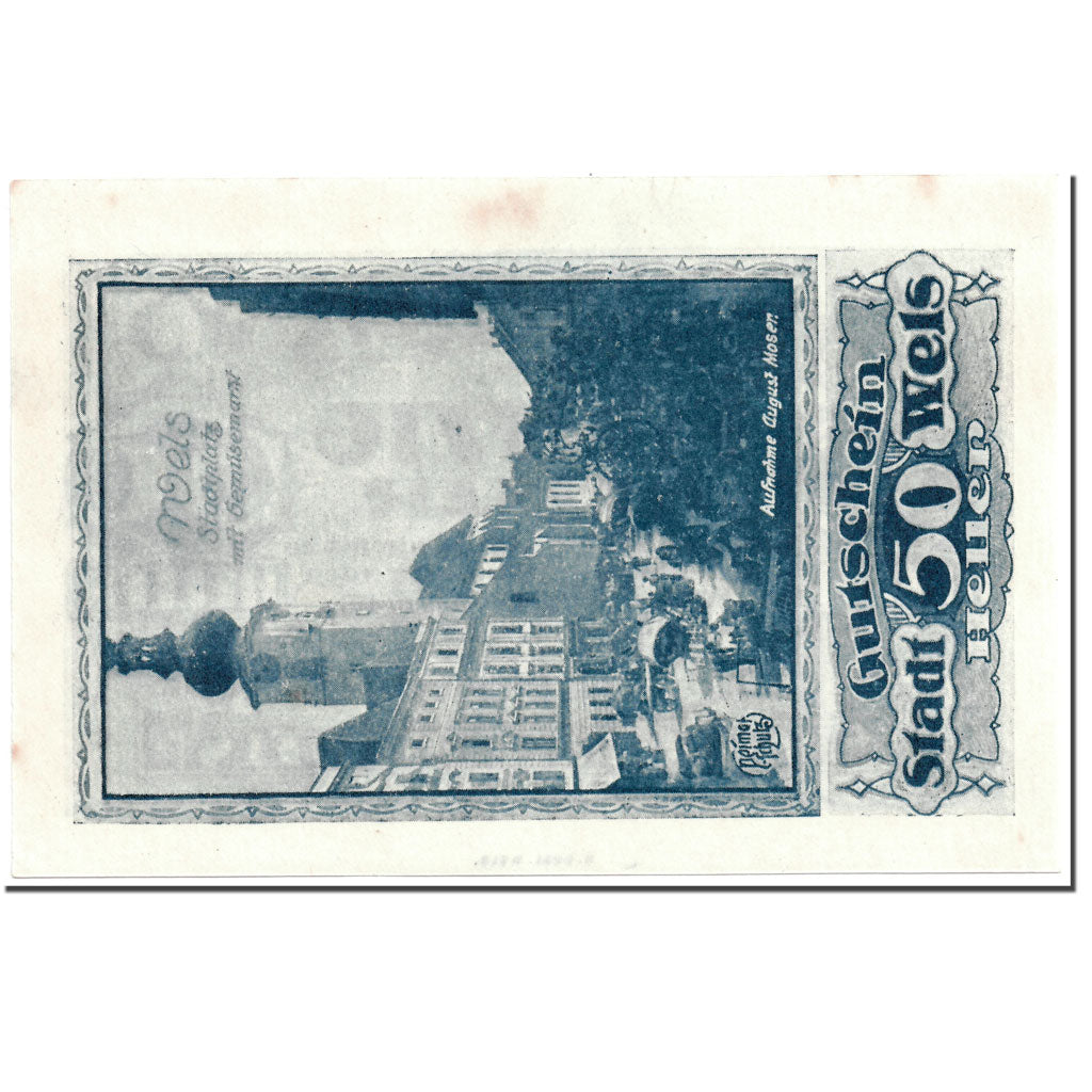 Banconote, Austria, Wels, 50 Heller, centre ville, SPL, Mehl:1167 II