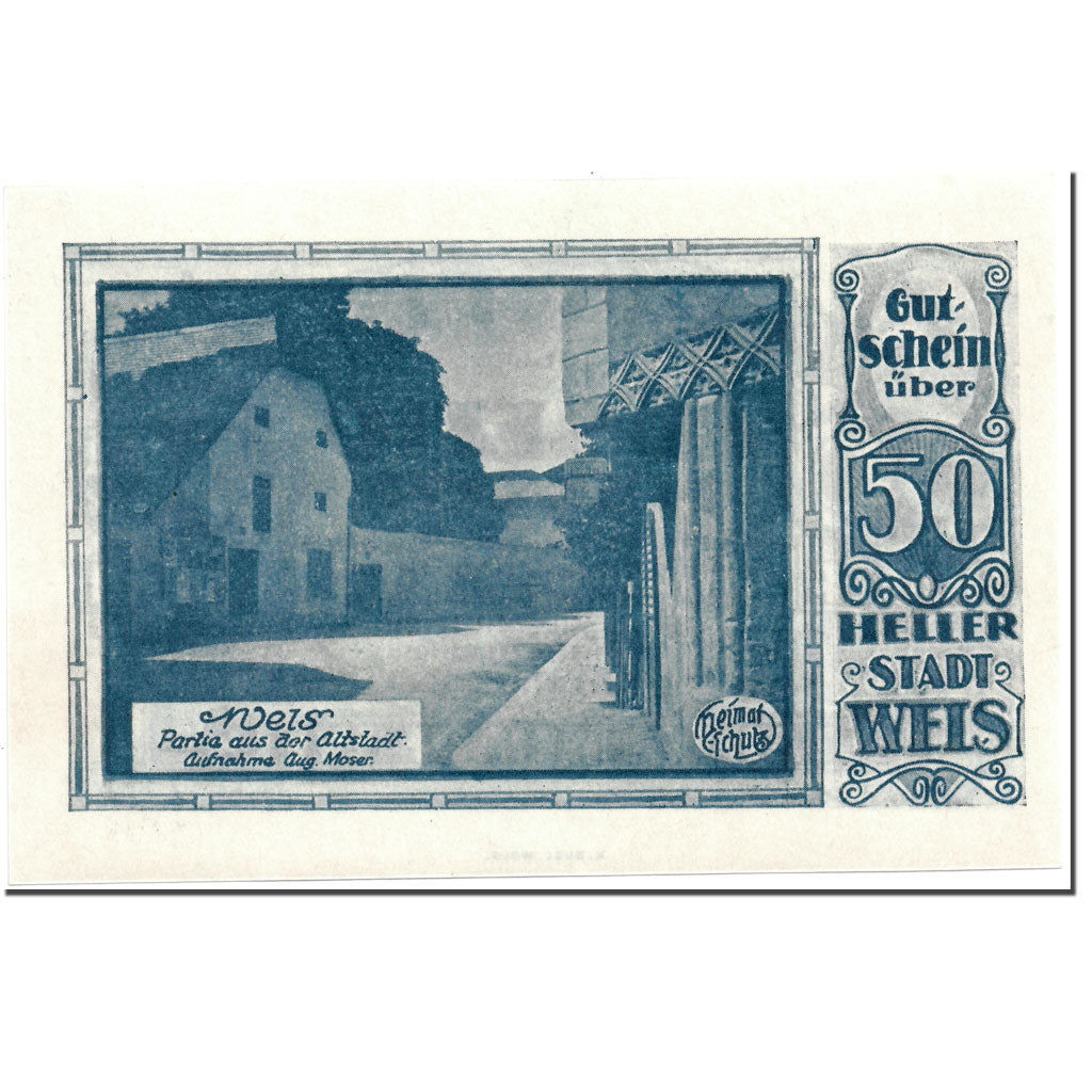 Geldschein, Österreich, Wels, 50 Heller, rue, UNZ-, Mehl:1167 II