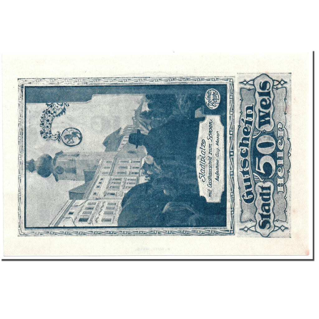 Banknote, Austria, Wels, 50 Heller, personnage, UNC(63), Mehl:1167 II