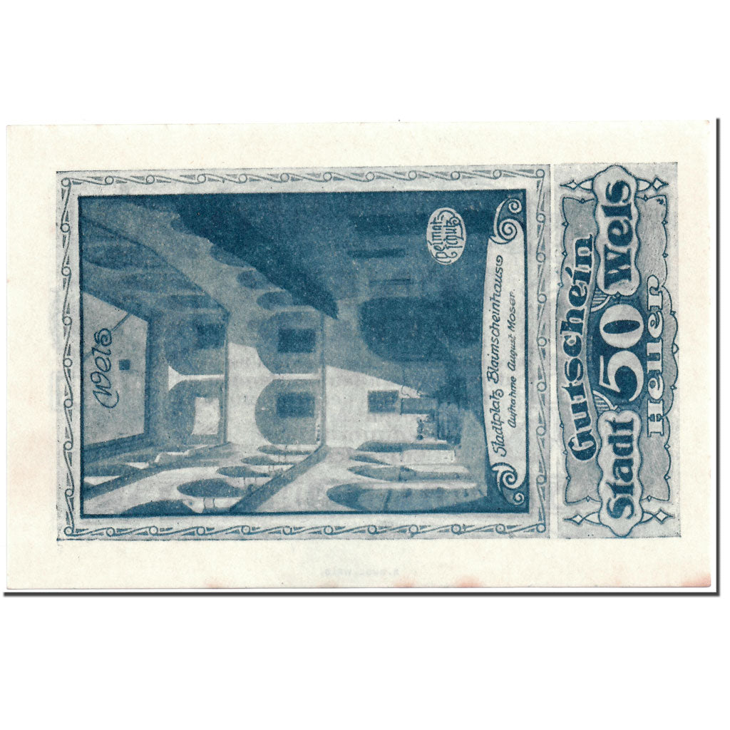 Geldschein, Österreich, Wels, 50 Heller, maison 3, UNZ-, Mehl:1167 II