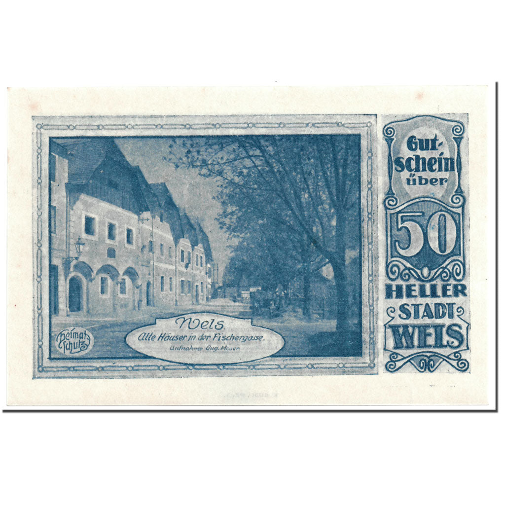 Geldschein, Österreich, Wels, 50 Heller, paysage 1, UNZ-, Mehl:1167 II