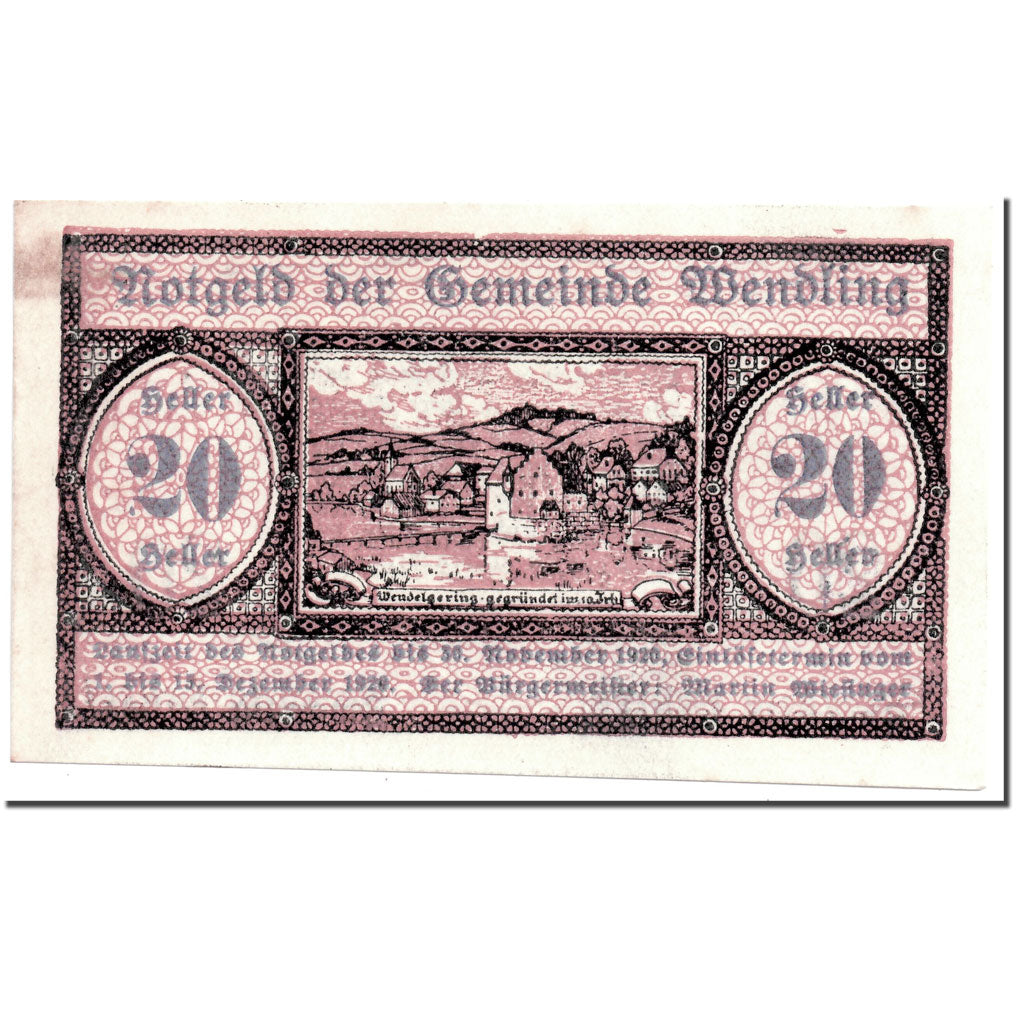 Banconote, Austria, Wendling, 20 Heller, paysage, 1920, 1920-05-02, SPL