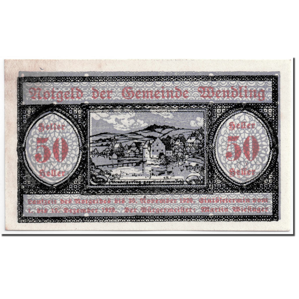 Geldschein, Österreich, Wendling, 50 Heller, paysage, 1920, 1920-05-02, UNZ-
