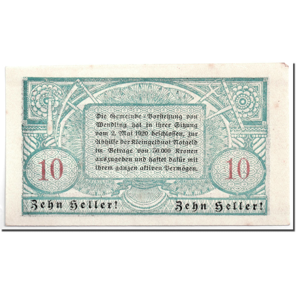 Banknote, Austria, Wendling, 10 Heller, paysage, 1920, 1920-05-02, UNC(63)