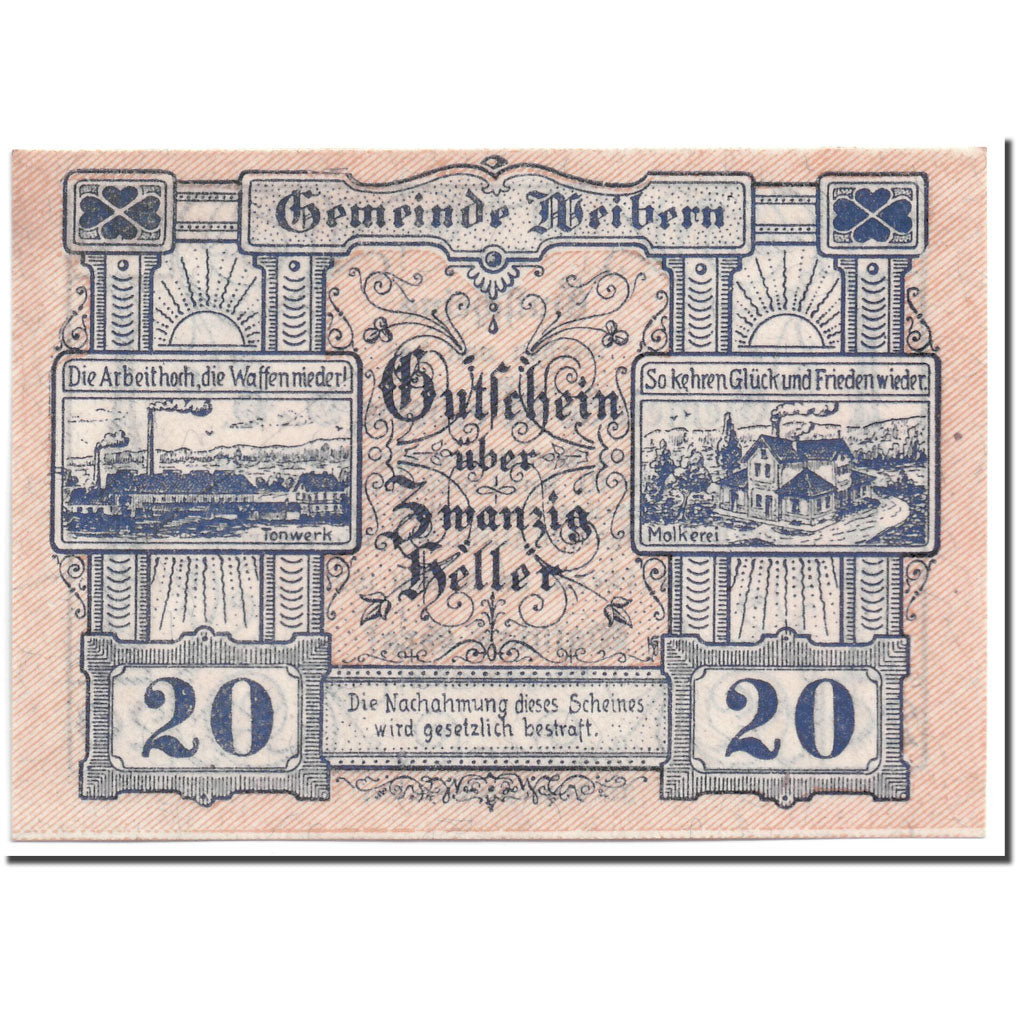 Banconote, Austria, Weibern, 20 Heller, paysage, 1920, 1920-05-03, SPL