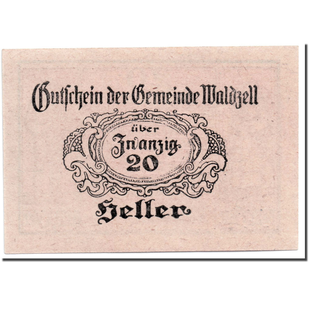 Banknote, Austria, Waldzell, 20 Heller, personnage, 1920, UNC(63), Mehl:1135