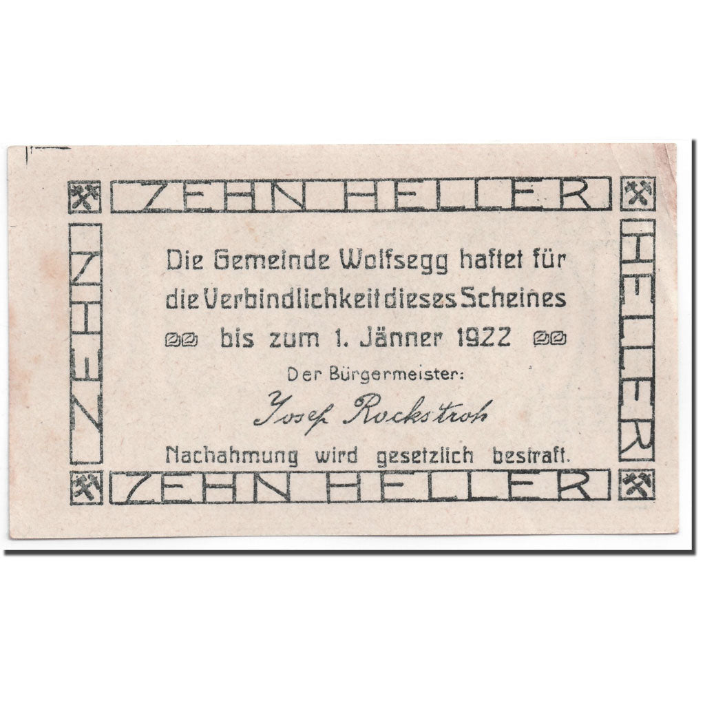 Geldschein, Österreich, Wolfsegg, 10 Heller, paysage, 1922, UNZ-, Mehl:1250