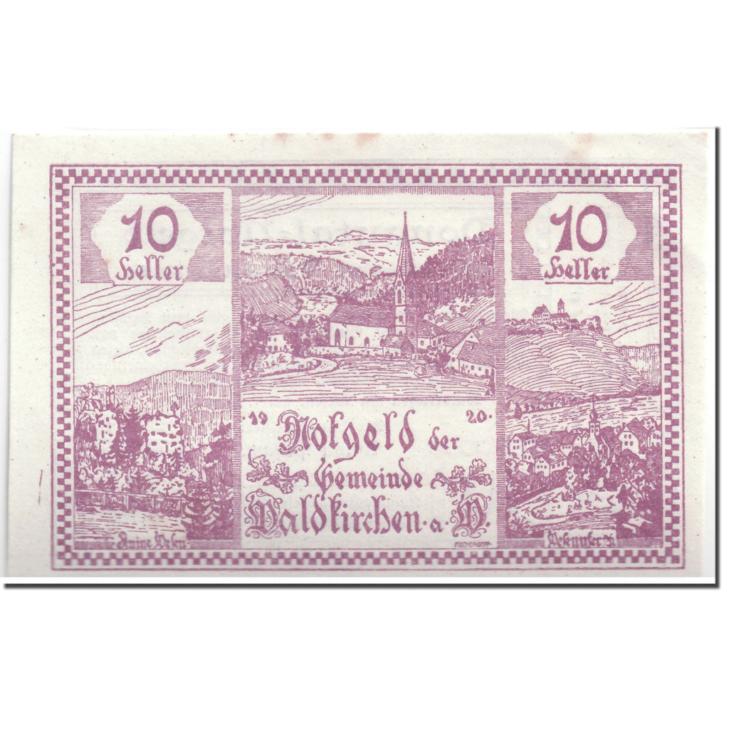 Banknote, Austria, Waldkirchen Am Wesen O.Ö. Gemeinde, 10 Heller, paysage