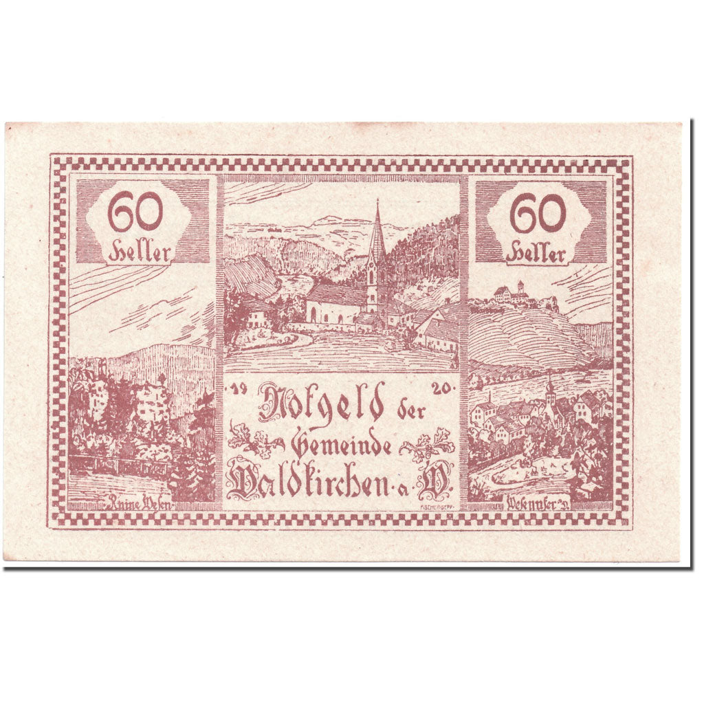 Banknote, Austria, Waldkirchen Am Wesen O.Ö. Gemeinde, 60 Heller, paysage