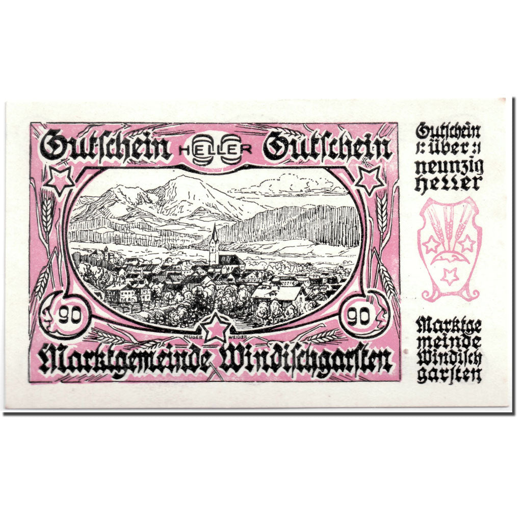 Banknote, Austria, Windischgarsten, 90 Heller, paysage, 1920, 1920-06-09