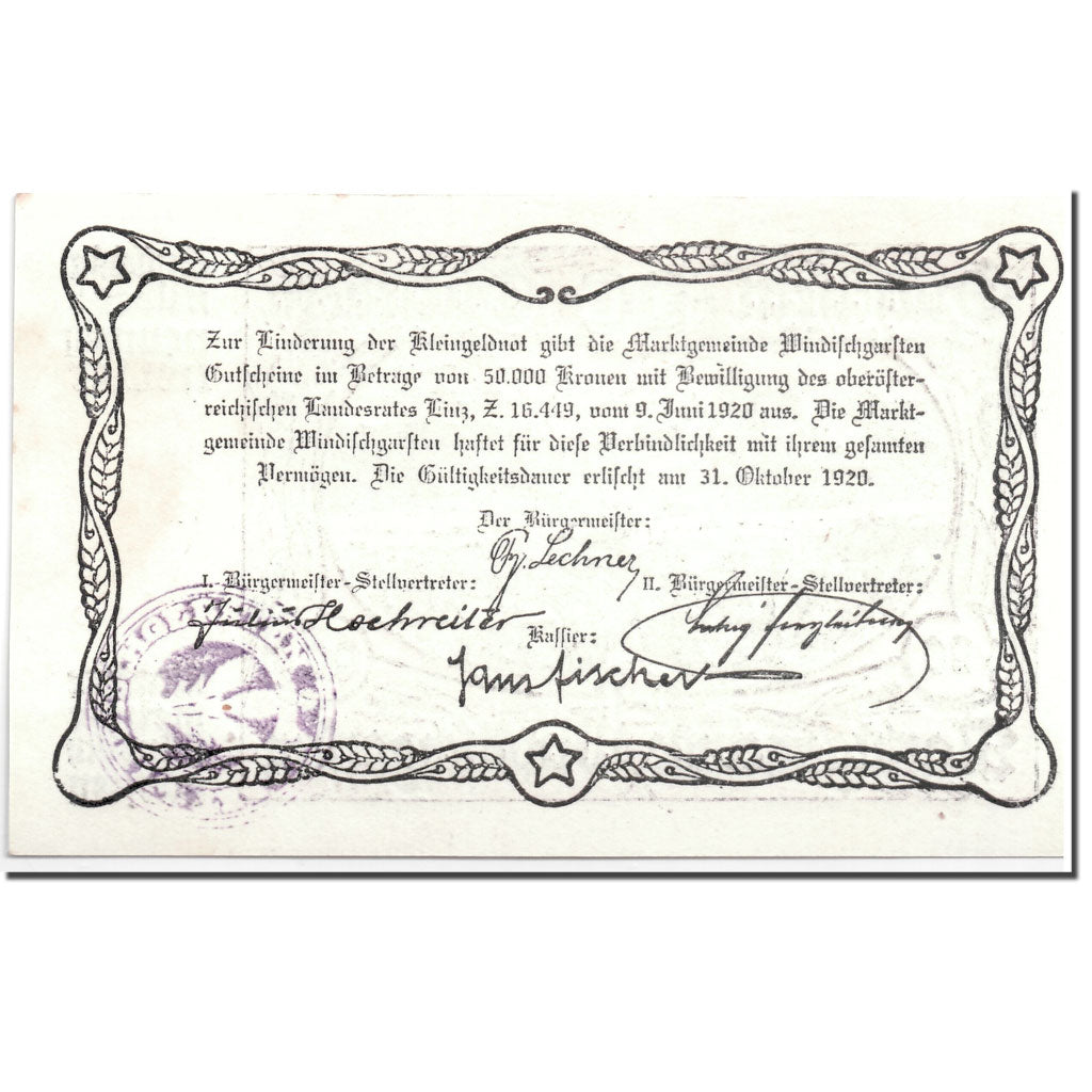 Banknote, Austria, Windischgarsten, 90 Heller, paysage, 1920, 1920-06-09
