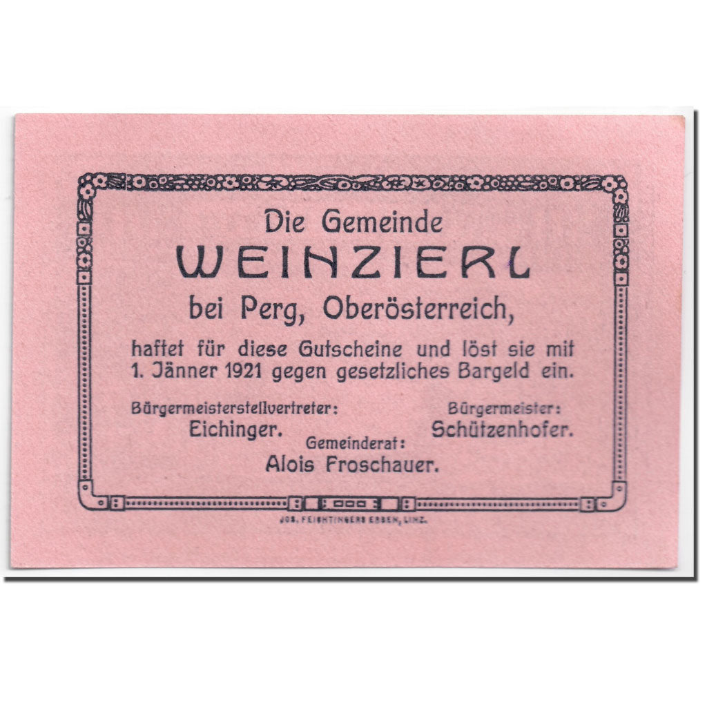 Banknote, Austria, Weinzierl, 30 Heller, paysage, 1921, 1921-01-01, UNC(63)