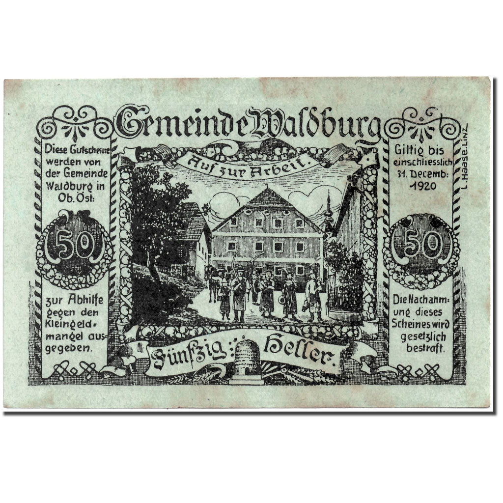 Banknote, Austria, Waldburg, 50 Heller, paysage, 1920, 1920-07-01, KM:1130