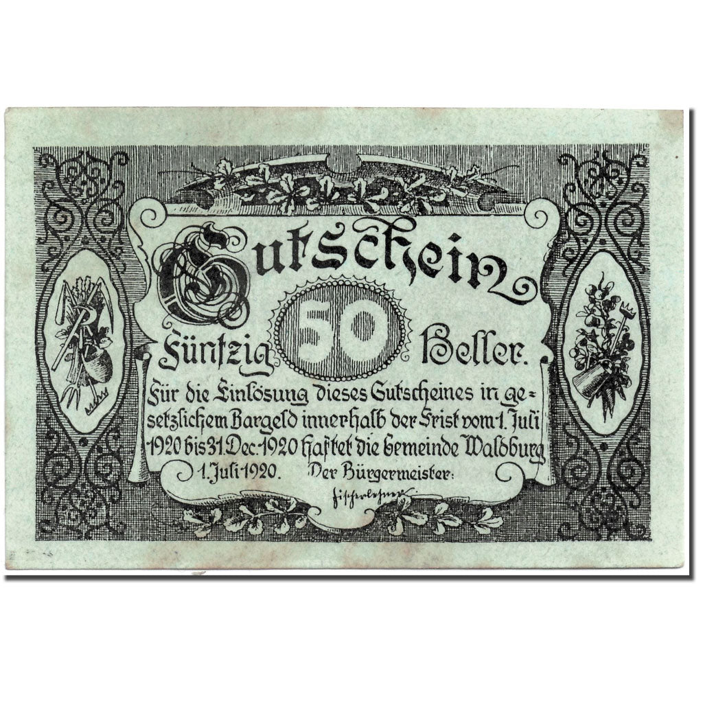 Banknote, Austria, Waldburg, 50 Heller, paysage, 1920, 1920-07-01, KM:1130