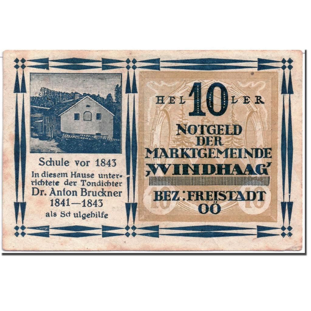 Banknote, Austria, Windhaag, 10 Heller, Maison, 1920, 1920-04-25, UNC(63)