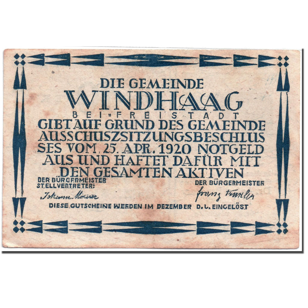Banknote, Austria, Windhaag, 10 Heller, Maison, 1920, 1920-04-25, UNC(63)