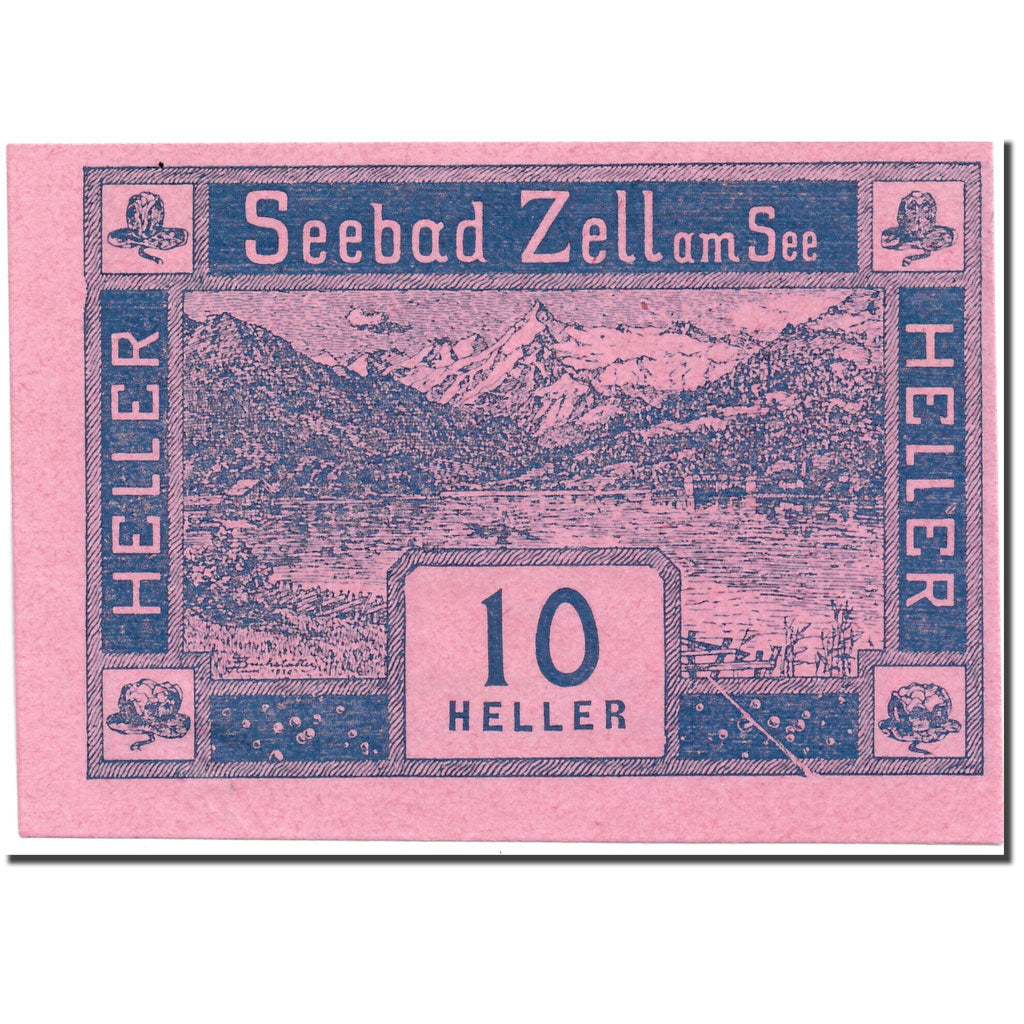 Banknote, Austria, Zell am See, 10 Heller, paysage, 1920, 1920-06-01, UNC(63)