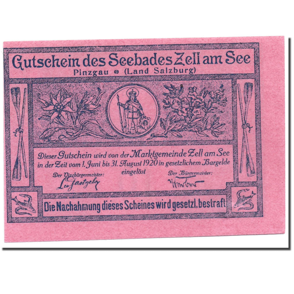 Banknote, Austria, Zell am See, 10 Heller, paysage, 1920, 1920-06-01, UNC(63)