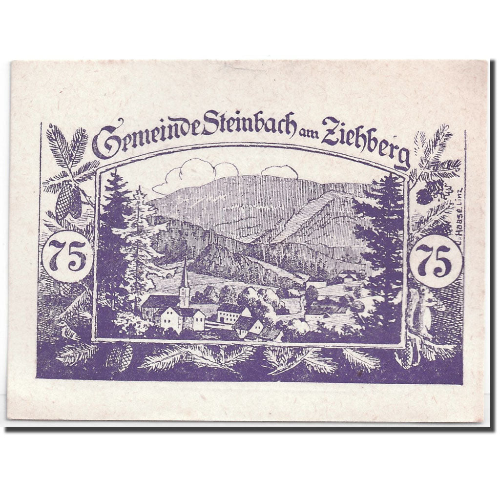 Banknote, Austria, Steinbach, 75 Heller, paysage, 1920, 1920-06-08, UNC(63)