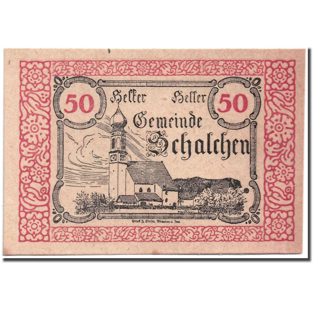 Banknote, Austria, Schalchen, 50 Heller, Eglise, 1920, 1920-04-27, UNC(63)