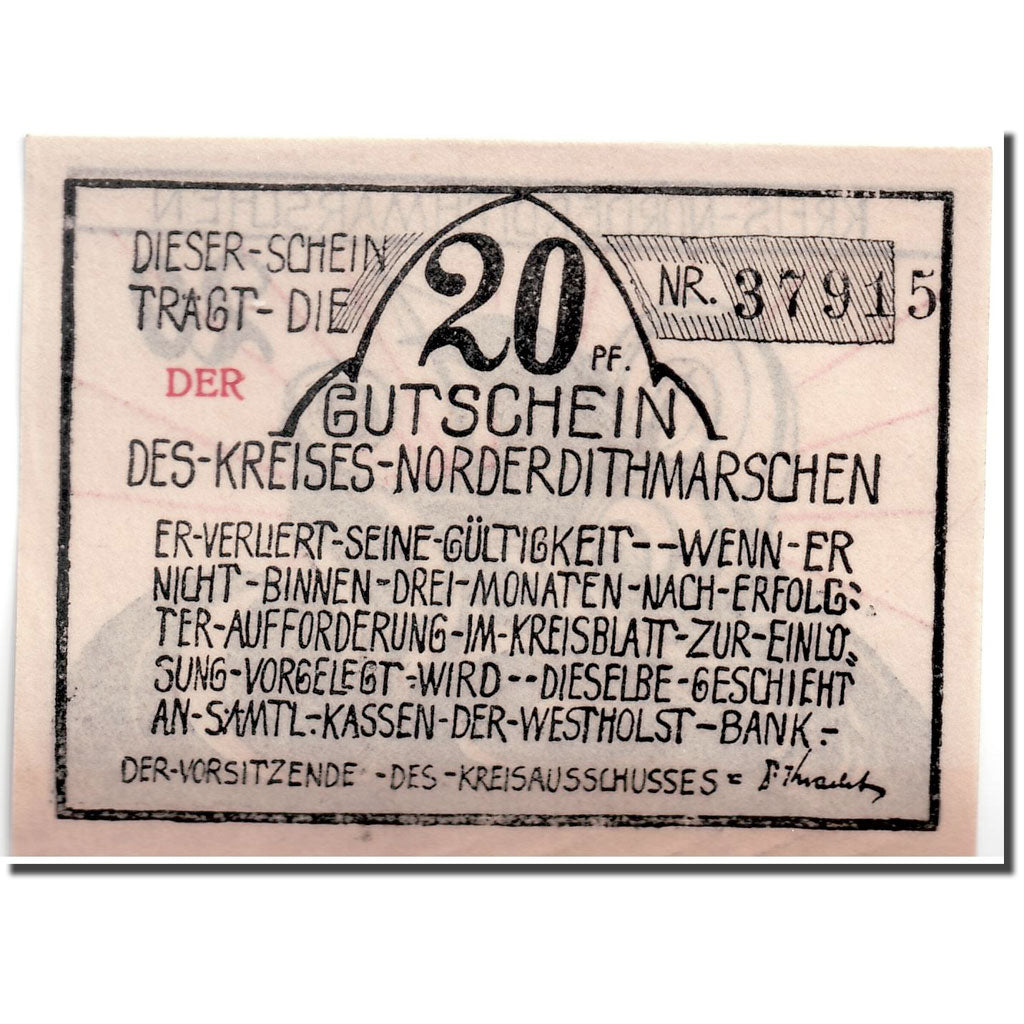 Banconote, Germania, Schleswig-Holstein, 20 Pfennig, bateau, 1921, SPL