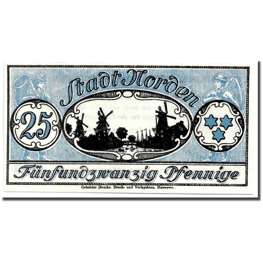 Banconote, Germania, Norden, 25 Pfennig, paysage, 1921, 1921-01-06, SPL