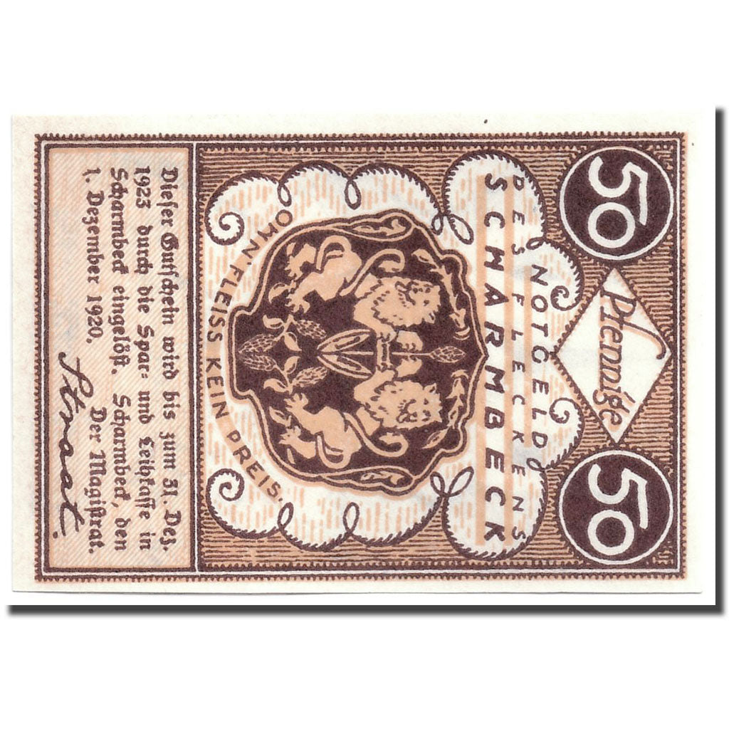 Banknote, Germany, Scharmbeck Stadt, 50 Pfennig, Eglise, 1920, 1920-12-01