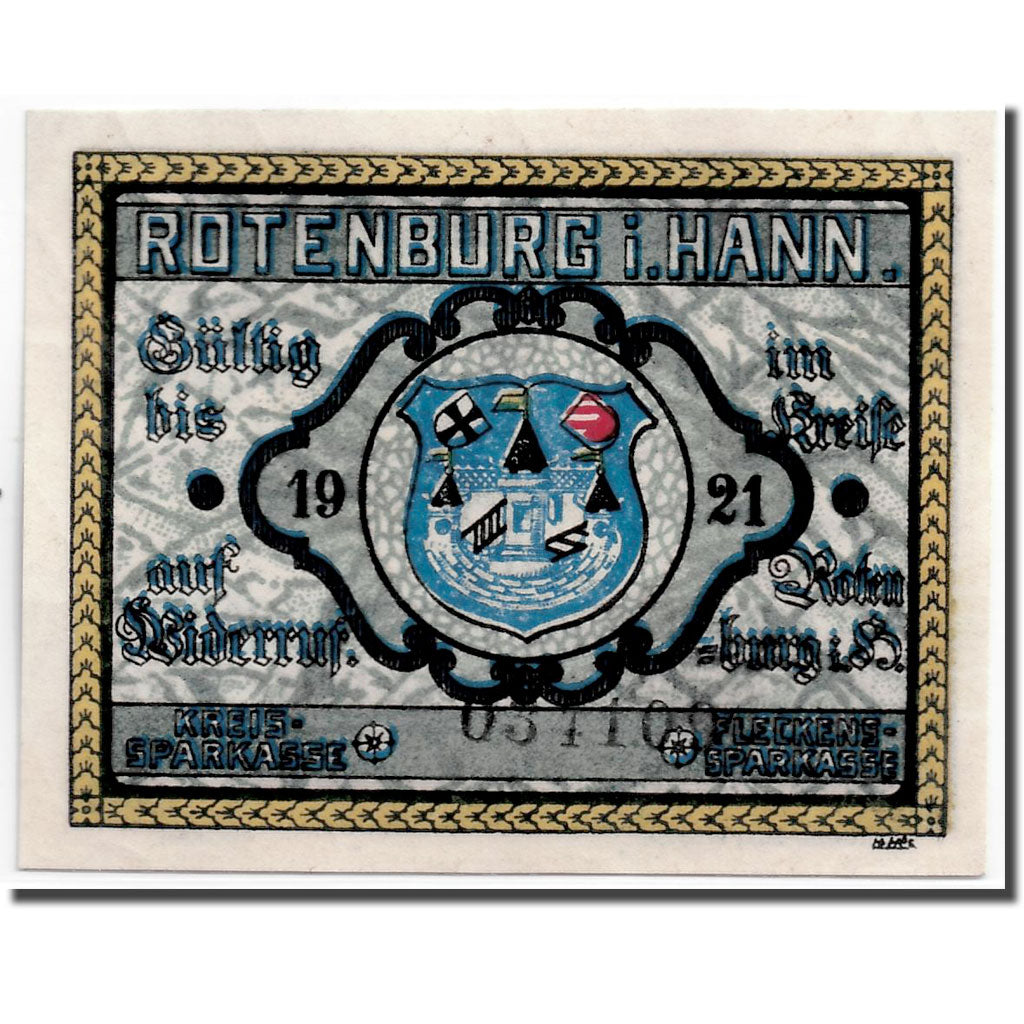 Banconote, Germania, Rotenburg i Hann, 25 Pfennig, Ecusson, 1921, SPL