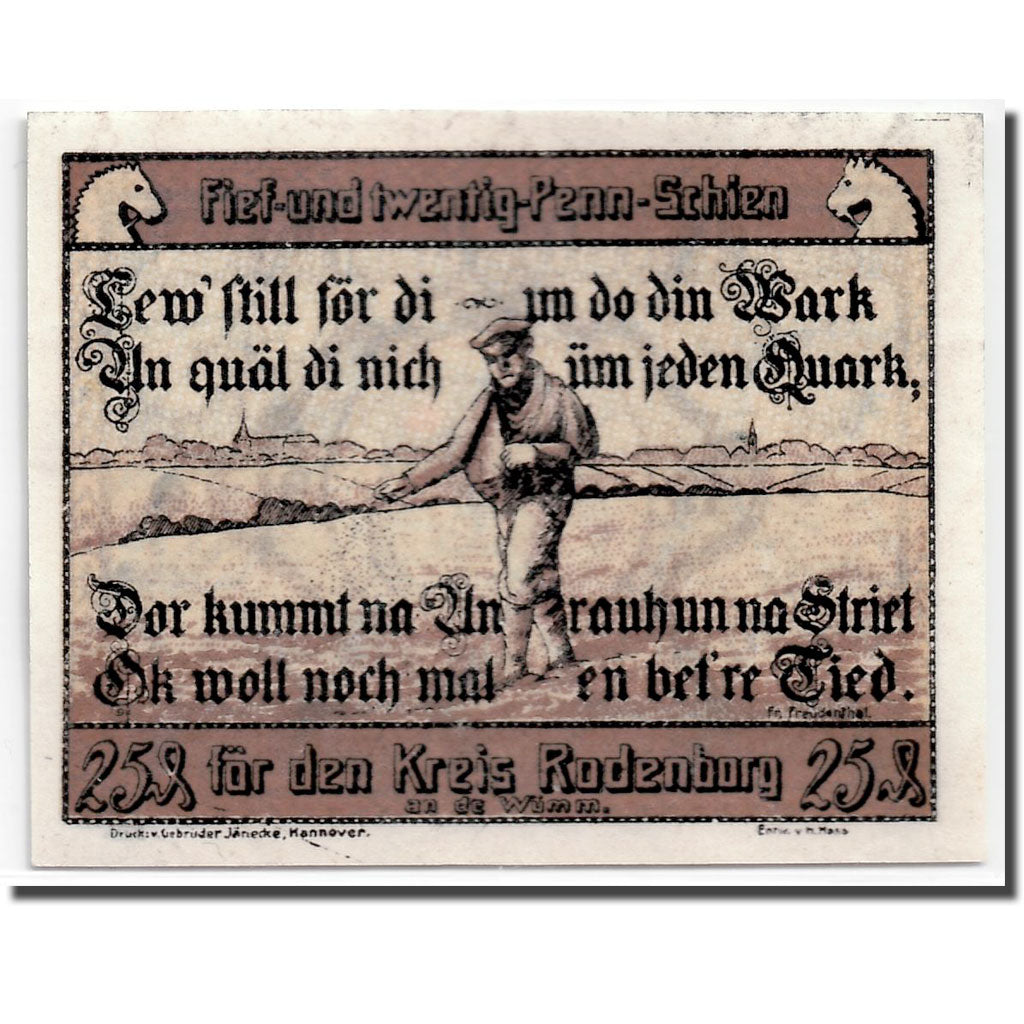 Banconote, Germania, Rotenburg i Hann, 25 Pfennig, Ecusson, 1921, SPL