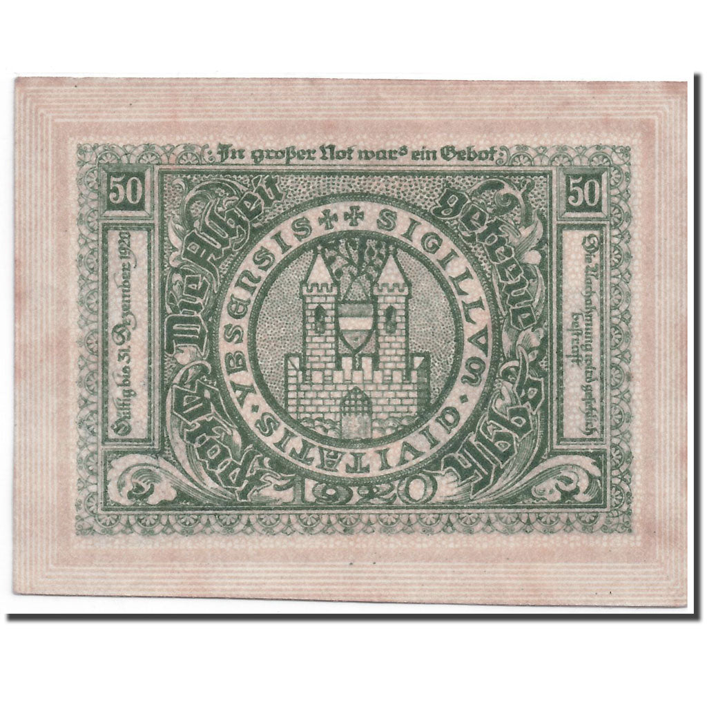 Banknote, Austria, Ybbs, 50 Heller, château, 1920, 1920-12-31, UNC(63), Mehl:FS