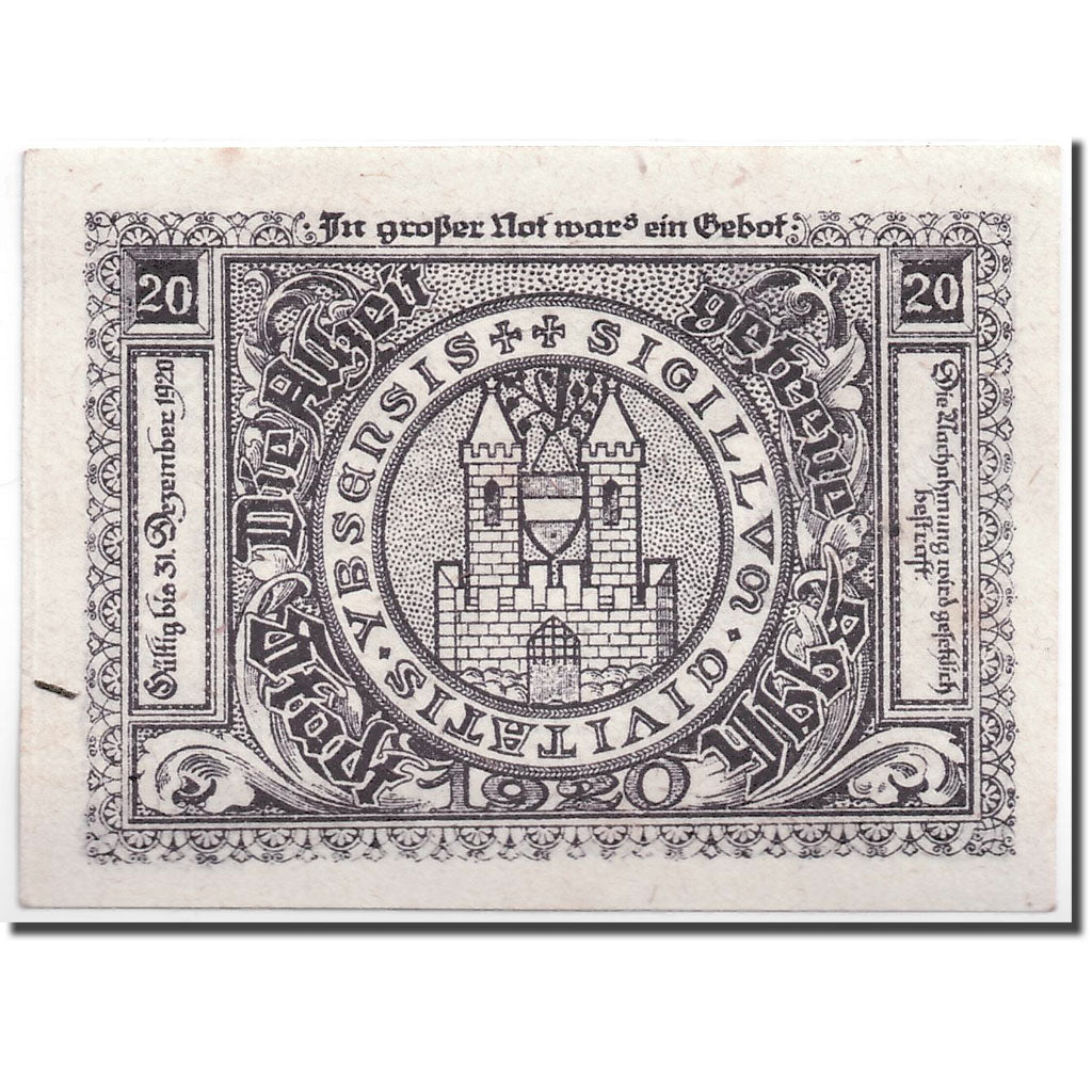 Banknote, Austria, Ybbs, 20 Heller, château, 1920, 1920-12-31, UNC(63), Mehl:FS